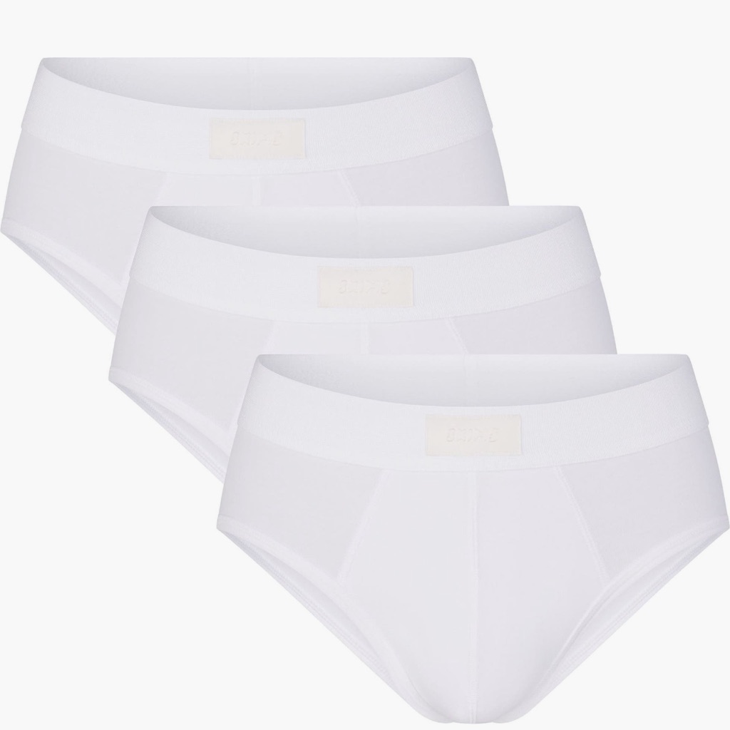Skims Men’s Three Pack In Box Gifting Seamless Modal Men Underwear Chalk *Rare*
